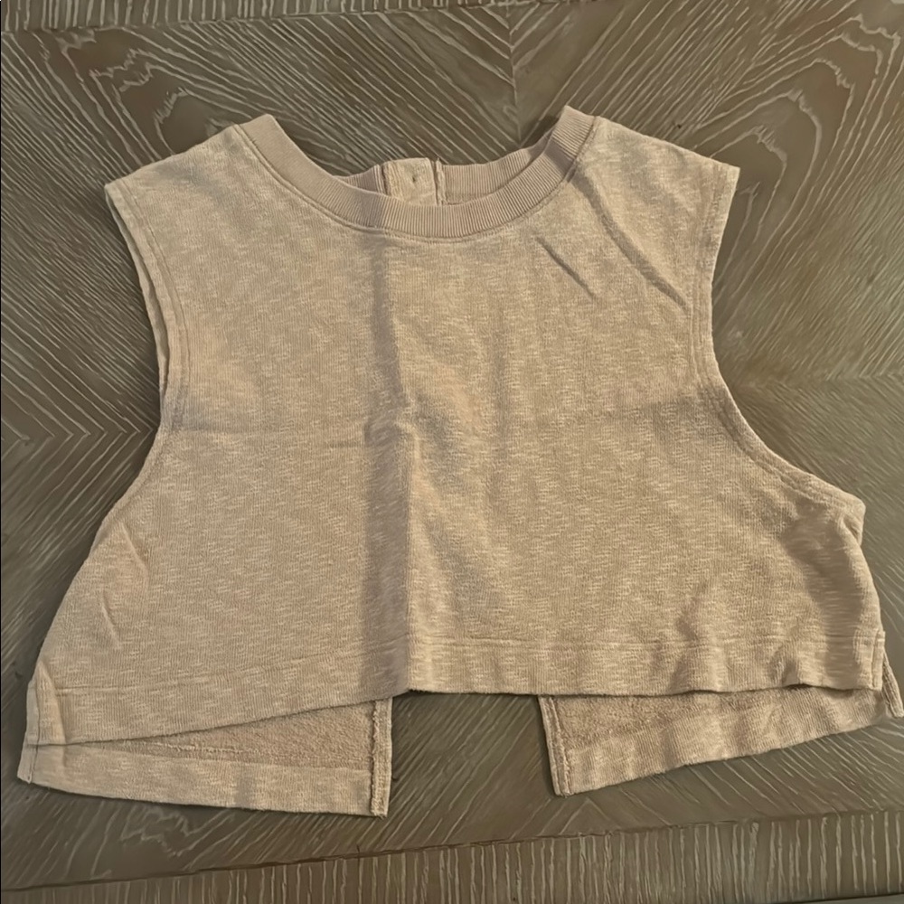 Free People Tan Sleeveless Muscle Tee with Cut Out